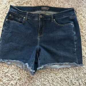 Torrid Blue Jean Shorts with Frayed Hem